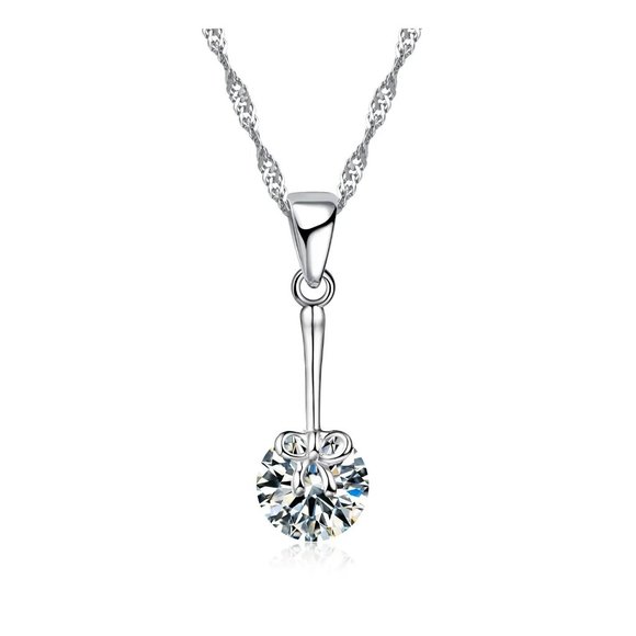 💎 Long Luxury Necklace And Earrings 925 Sterling Silver Set - Picture 2 of 3